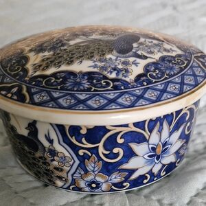 Peacock Design with Gold Gilding Trinket Dish